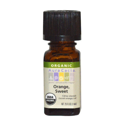 Aura Cacia Aromatherapy 100% Organic Essential Oil, Sweet Orange - 0.25 Oz
